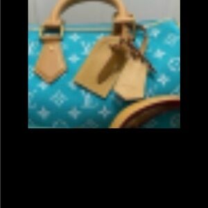 Turquoise Leather Satchel with Shoulder Strap Size 30